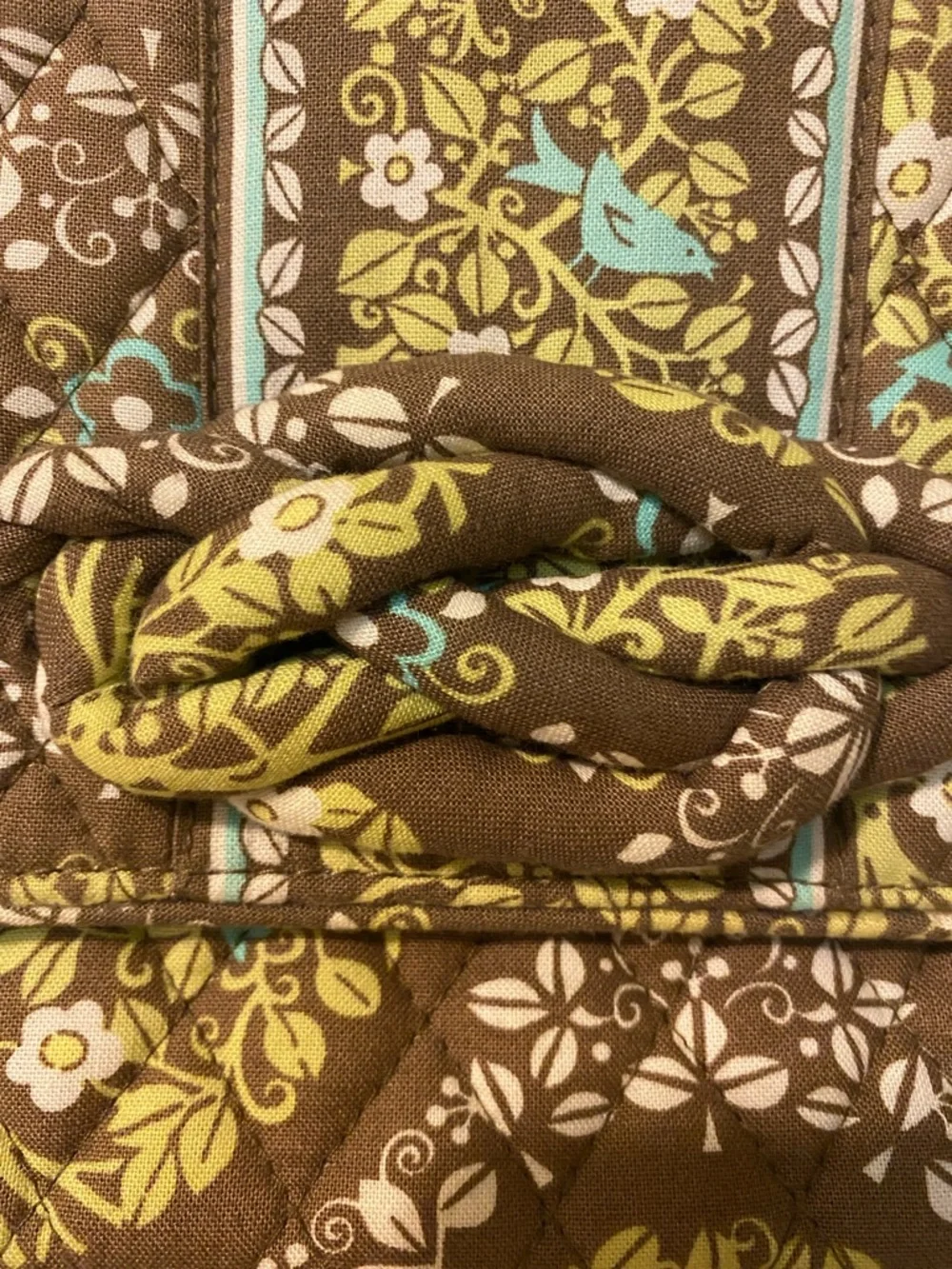 Vera Bradley Brown Lime Floral Quilted Clutch
